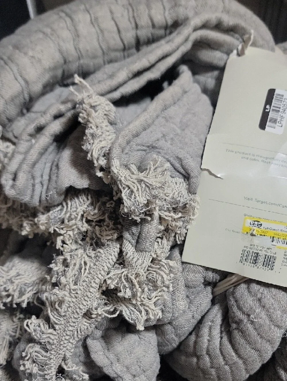 Casaluna Reversible Chambray Cotton Coverlet - Light Gray F/Q